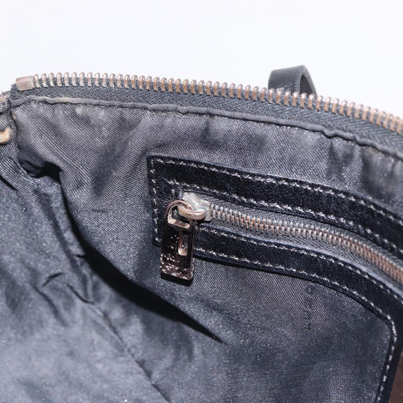 FENDI Zucchino Canvas Hand Bag Dark Brown Auth 197721A