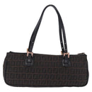 FENDI Zucchino Canvas Hand Bag Dark Brown Auth 197721A-2