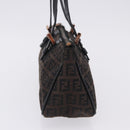 FENDI Zucchino Canvas Hand Bag Dark Brown Auth 197721A-3