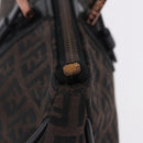FENDI Zucchino Canvas Hand Bag Dark Brown Auth 197721A-4