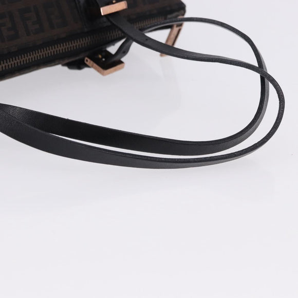 FENDI Zucchino Canvas Hand Bag Dark Brown Auth 197721A