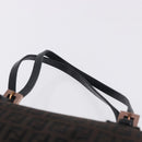 FENDI Zucchino Canvas Hand Bag Dark Brown Auth 197721A-14