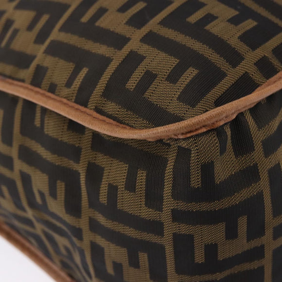 FENDI Zucca Canvas Shoulder Bag Black Brown Auth 197722A