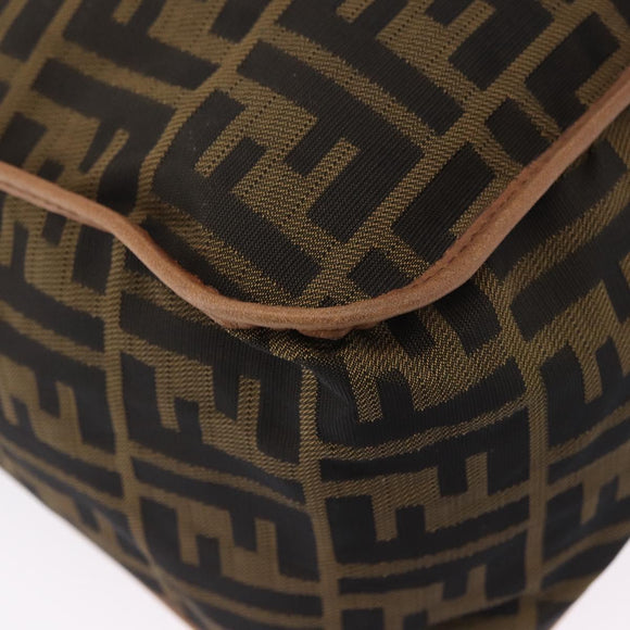 FENDI Zucca Canvas Shoulder Bag Black Brown Auth 197722A
