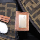 FENDI Zucca Canvas Shoulder Bag Black Brown Auth 197722A-18