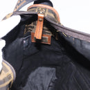FENDI Zucca Canvas Shoulder Bag Black Brown Auth 197722A-20
