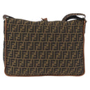 FENDI Zucca Canvas Shoulder Bag Black Brown Auth 197722A-2