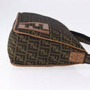 FENDI Zucca Canvas Shoulder Bag Black Brown Auth 197722A-3