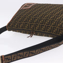FENDI Zucca Canvas Shoulder Bag Black Brown Auth 197722A-6
