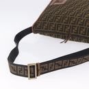FENDI Zucca Canvas Shoulder Bag Black Brown Auth 197722A-7
