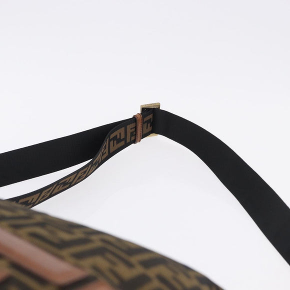FENDI Zucca Canvas Shoulder Bag Black Brown Auth 197722A