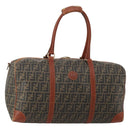 FENDI Zucca Canvas Boston Bag PVC Brown Black Auth 197724-1