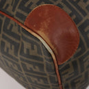 FENDI Zucca Canvas Boston Bag PVC Brown Black Auth 197724-16