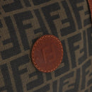 FENDI Zucca Canvas Boston Bag PVC Brown Black Auth 197724-17