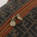 FENDI Zucca Canvas Boston Bag PVC Brown Black Auth 197724-10