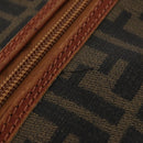 FENDI Zucca Canvas Boston Bag PVC Brown Black Auth 197724-11
