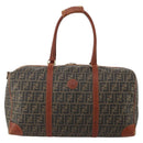 FENDI Zucca Canvas Boston Bag PVC Brown Black Auth 197724-13