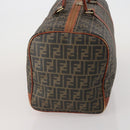 FENDI Zucca Canvas Boston Bag PVC Brown Black Auth 197724-3