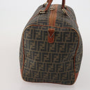 FENDI Zucca Canvas Boston Bag PVC Brown Black Auth 197724-4