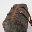 FENDI Zucca Canvas Boston Bag PVC Brown Black Auth 197724-6