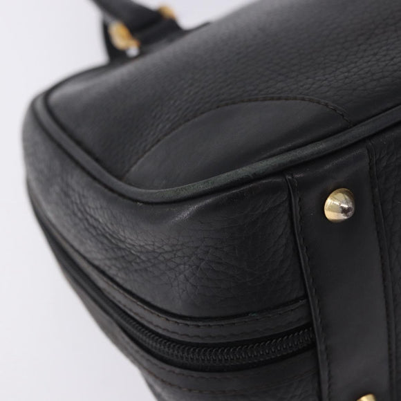 GUCCI Hand Bag Leather Black Gold 000 104 0030 Auth 197725
