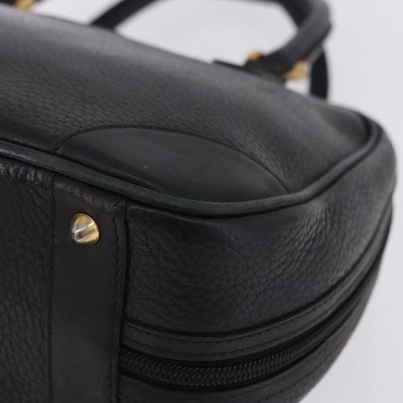 GUCCI Hand Bag Leather Black Gold 000 104 0030 Auth 197725