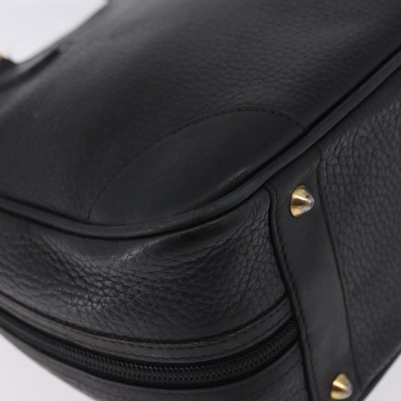 GUCCI Hand Bag Leather Black Gold 000 104 0030 Auth 197725