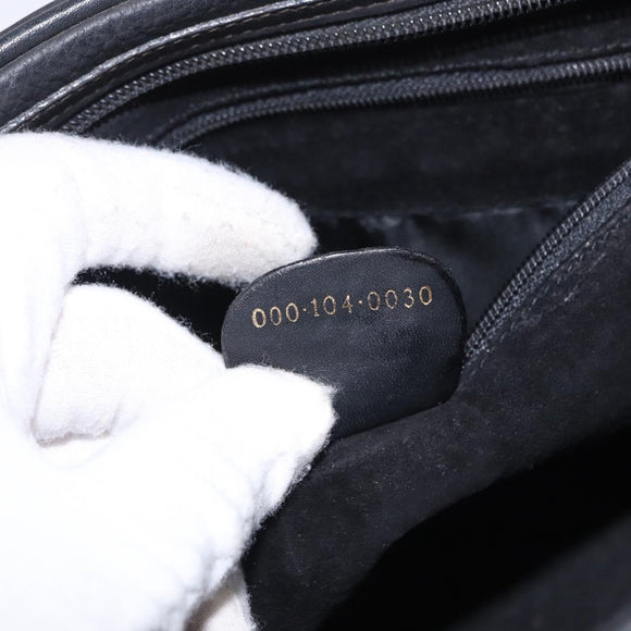 GUCCI Hand Bag Leather Black Gold 000 104 0030 Auth 197725