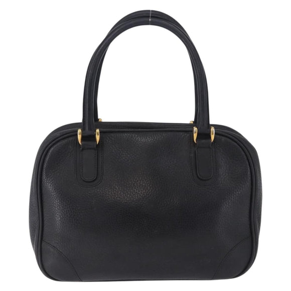 GUCCI Hand Bag Leather Black Gold 000 104 0030 Auth 197725