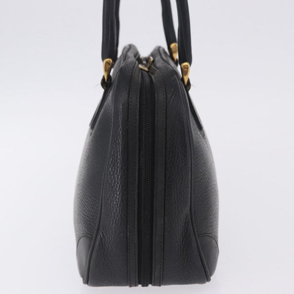 GUCCI Hand Bag Leather Black Gold 000 104 0030 Auth 197725