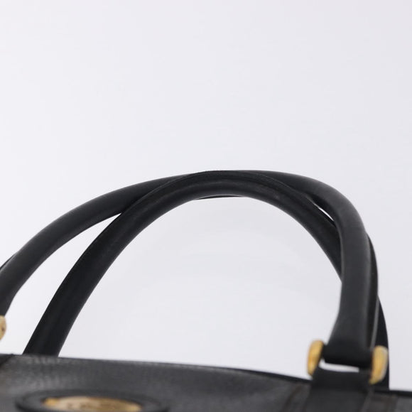GUCCI Hand Bag Leather Black Gold 000 104 0030 Auth 197725