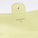 CHANEL Matelasse Long Wallet Lamb Skin Green Gold CC Auth 197728-8