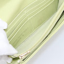 CHANEL Matelasse Long Wallet Lamb Skin Green Gold CC Auth 197728-9