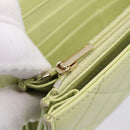 CHANEL Matelasse Long Wallet Lamb Skin Green Gold CC Auth 197728-10