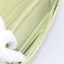 CHANEL Matelasse Long Wallet Lamb Skin Green Gold CC Auth 197728-19