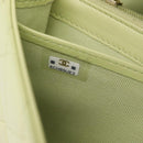 CHANEL Matelasse Long Wallet Lamb Skin Green Gold CC Auth 197728-12