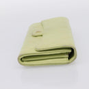 CHANEL Matelasse Long Wallet Lamb Skin Green Gold CC Auth 197728-4