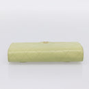 CHANEL Matelasse Long Wallet Lamb Skin Green Gold CC Auth 197728-5