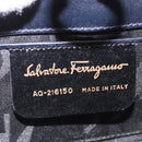 Salvatore Ferragamo Gancini Chain Shoulder Bag Suede Black Gold Auth 197729-12