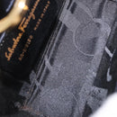Salvatore Ferragamo Gancini Chain Shoulder Bag Suede Black Gold Auth 197729-10