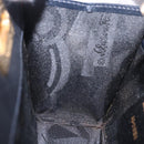 Salvatore Ferragamo Gancini Chain Shoulder Bag Suede Black Gold Auth 197729-19