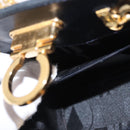 Salvatore Ferragamo Gancini Chain Shoulder Bag Suede Black Gold Auth 197729-20