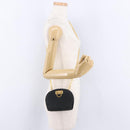 Salvatore Ferragamo Gancini Chain Shoulder Bag Suede Black Gold Auth 197729-21