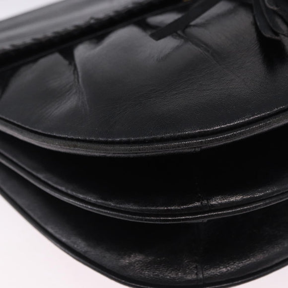 SAINT LAURENT Shoulder Bag Leather Black Auth 197730