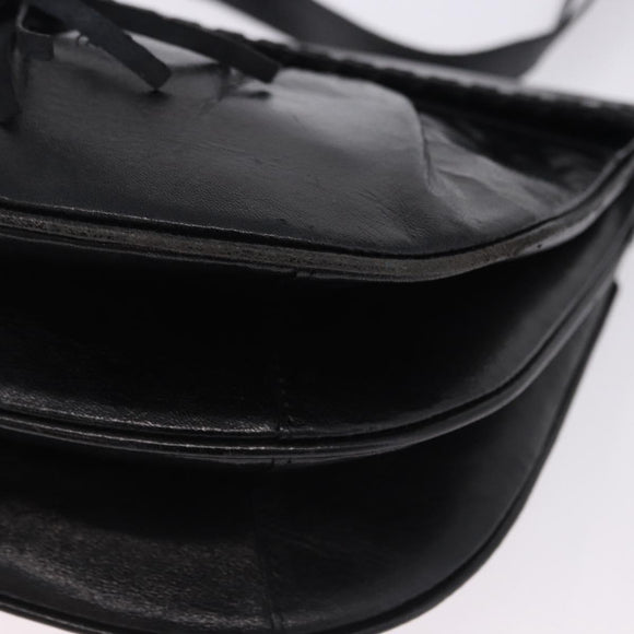 SAINT LAURENT Shoulder Bag Leather Black Auth 197730
