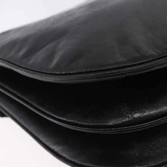 SAINT LAURENT Shoulder Bag Leather Black Auth 197730