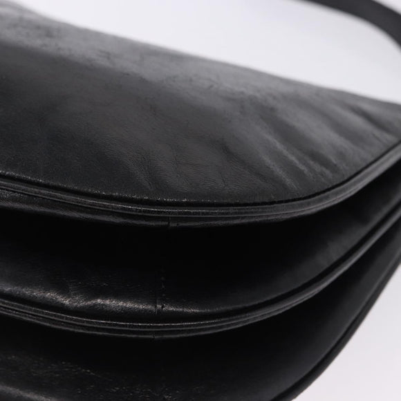 SAINT LAURENT Shoulder Bag Leather Black Auth 197730