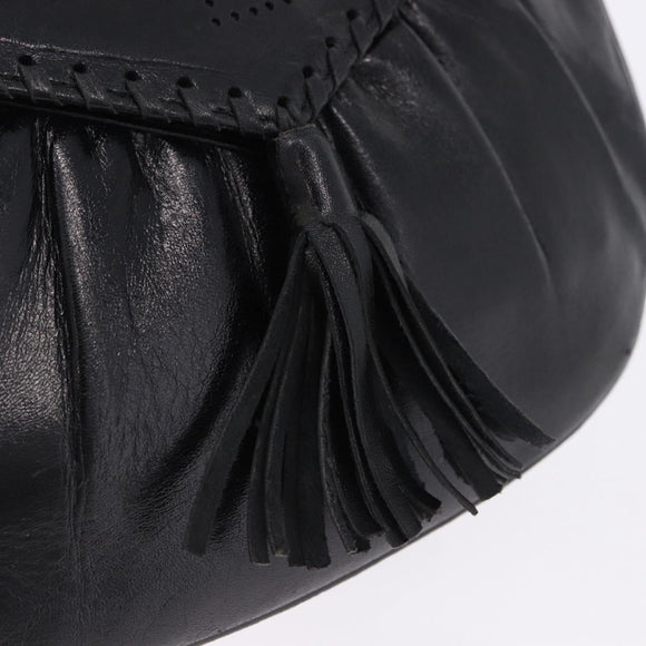 SAINT LAURENT Shoulder Bag Leather Black Auth 197730