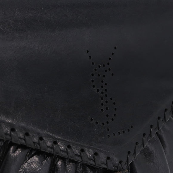 SAINT LAURENT Shoulder Bag Leather Black Auth 197730