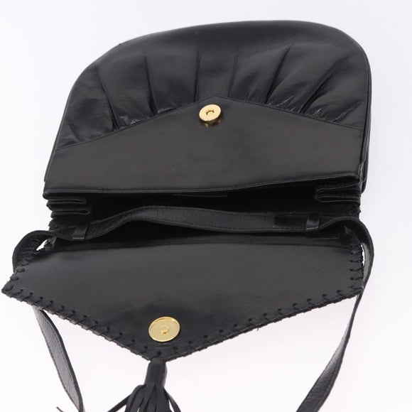 SAINT LAURENT Shoulder Bag Leather Black Auth 197730